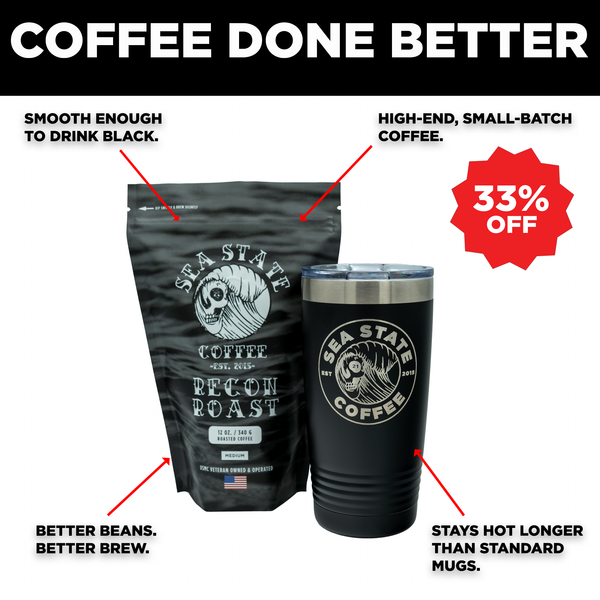Sea State 20 oz Tumbler + 12 oz Coffee Bundle