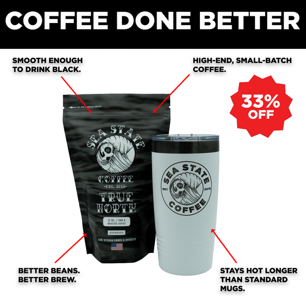 White 20 oz Tumbler + 12 oz Coffee Bundle