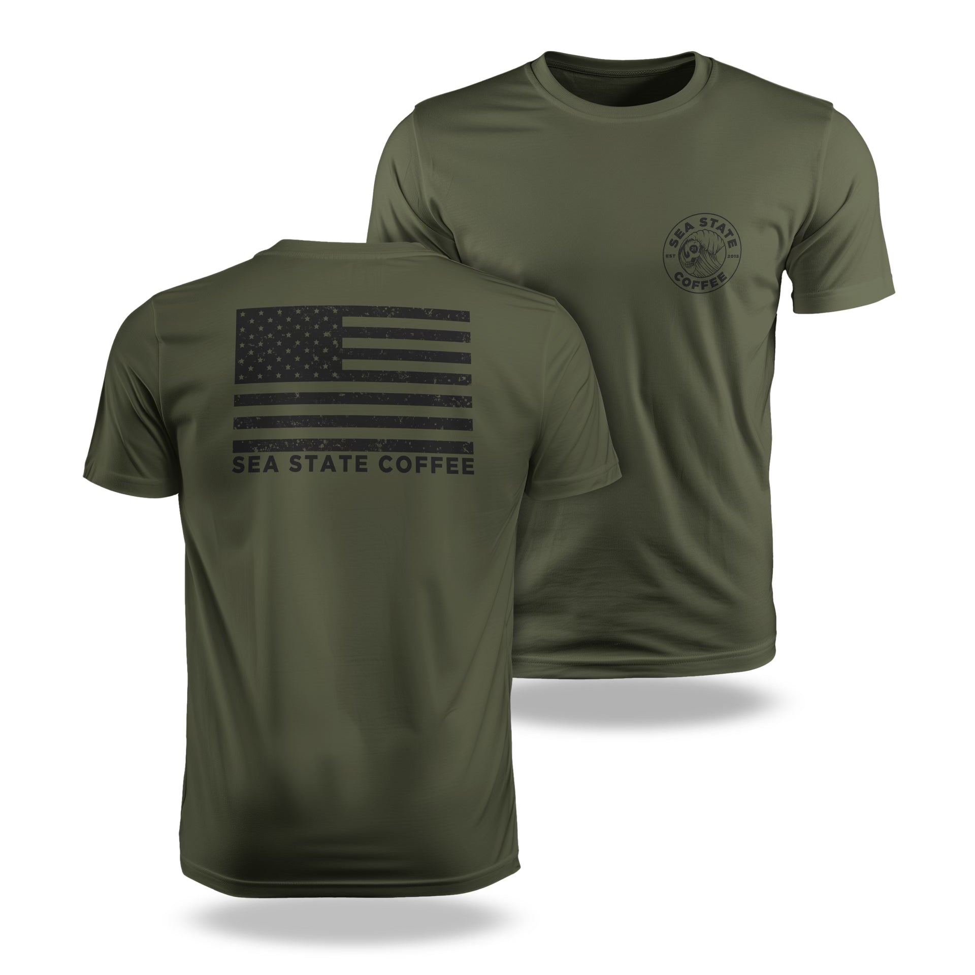 Statement Apparel 1776 American Flag T-Shirt – Heather Military Green, Medium, Proudly Printed In USA